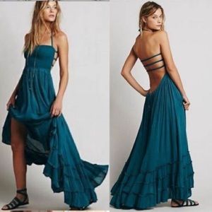 Free People Extratropical Maxi Dress Teal Rare